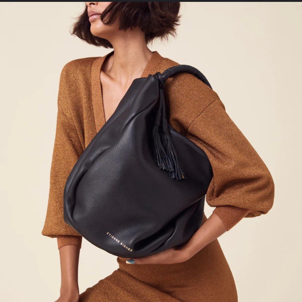 Etienne Aigner Black Leather Hobo Bag